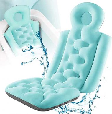 Bath Pillow Full Body Bath Tub Pillow Bath Cushion Non-Slip Resistant Bathtub Mat with Comfort Head Rest Back and Tailbone Support Buckle Fixed, can Hang,Waterproof