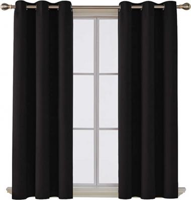 Deconovo Room Darkening Thermal Insulated Blackout Grommet Window Curtain for Living Room, Black,42x63-inch,1 Panel