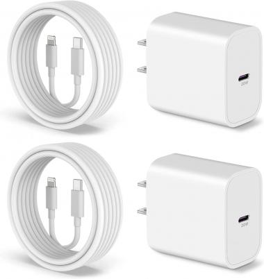 iPhone 13 12 11 Fast Charger [Apple MFi Certified], TIKALONG 2-Pack 20W PD USB C Wall Charger Fast Charging Block with 6FT Long USB-C to Lightning Cable for iPhone 13 Pro Max/12/11/SE3/XS/XR/X, iPad