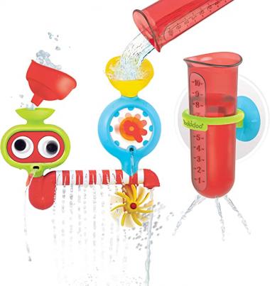 Yookidoo Baby Bath Toy - Spin 'N' Sprinkle Water Lab - Spinning Gear and Googly Eyes for Toddler or Baby Bath Time Sensory Development - Attaches to Any Size Tub Wall (1-3 Years)