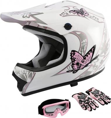 TCT-MT DOT Youth Kids ATV Motocross Offroad Street Helmet Full Face Motorcycle Off-Road ATV Helmet Dirt Bike Motocross Helmet+Gloves+Goggles-Multicolour Graffiti