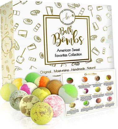 LivNordstrom Bath Bombs for Women- Kids Gold Box of Sweet Dessert Natural Vegan Rainbow Bath Bomb Balls Fizzy Organic Bathbombs Gift Set Christmas Birthday Gifts Wife Girlfriend Teenage Girls Adults