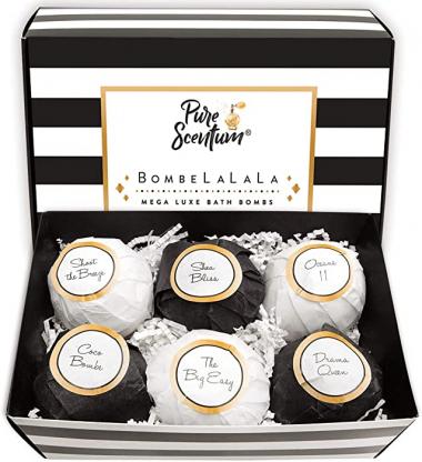 Pure Scentum Bombelalala Bath Bombs - Relaxing Bath Bomb Gift Set for Women – US Made, Luxurious, Organic, Vegan and Large Bath Bombs