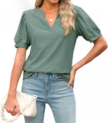 Womens Summer Tops, V Neck Ruffle Sleeve Blouses, Short Sleeve Casual Tops T-Shirts