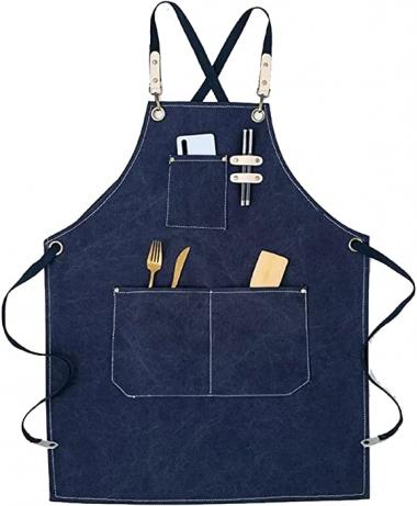 Apron,for Men Women, Adjustable Bib for Work Artist Gardener Chef Barber Coffee Shop, Tool Canvas Apron with Multi Pocket