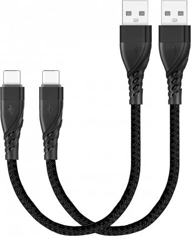 1ft Short Android Charging Cable [2 Pack Black], SUMPK Short Phone Charger Cord Type C USB 2.0 Charging Cable Compatible with Samsung Galaxy S21 S30 S10E, Note 20, OnePlus 7T 8T and Portable Charger