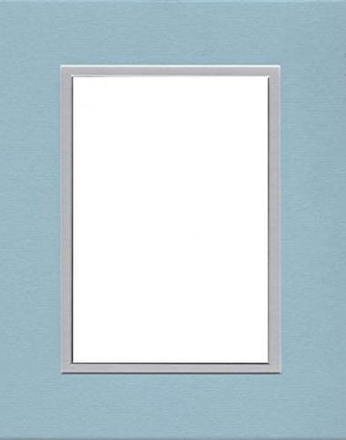 Pack of (5) 11x14 Double Acid Free White Core Picture Mats Cut for 8x10 Pictures in Sheer Blue and Nantucket Grey