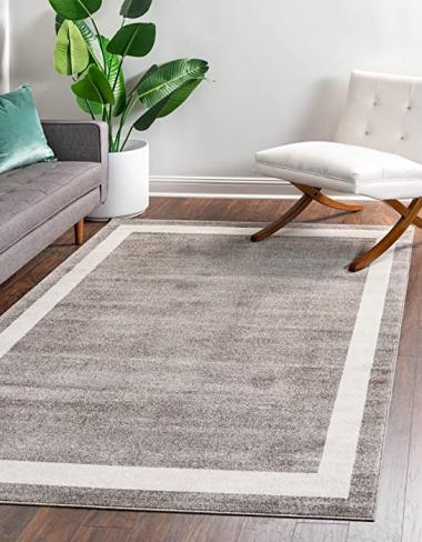 Unique Loom Del Mar Collection Area Rug-Transitional Inspired with Modern Contemporary Design, Rectangular 6' 0 x 9' 0, Gray/Ivory