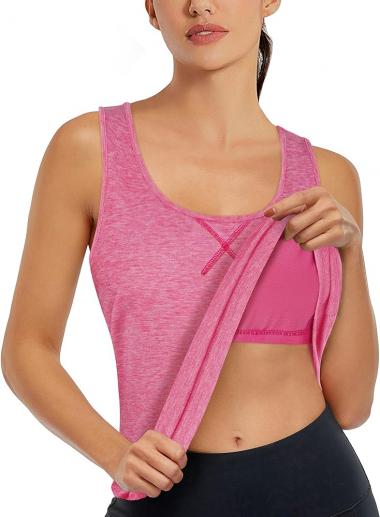 Cestyle Women's Yoga Workout Tank Tops with Built in Shelf Bras Summer Loose Fit Racerback Tank Top