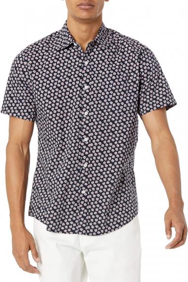 Amazon Essentials Men's Regular-Fit Short-Sleeve Print Shirt