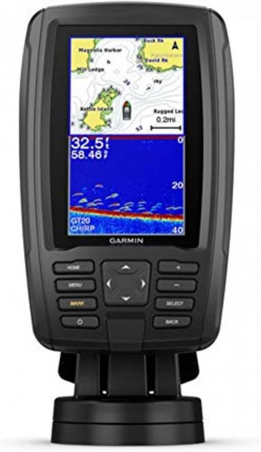 Garmin ECHOMAP Plus 44cv, 4.3-inch Sunlight-readable Combo, Includes GT20 Transducer, with Bluechart G3 Maps and Clearvu and Traditional Chirp Sonar