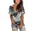 SAMPEEL Womens Summer Tops Floral Short Sleeve V Neck T Shirts Tee Printed Side Split Tunic