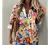 5665 Women Hawaii Button-Down Shirts, 3/4 Sleeves Casual Blouse High Low Side Slit V-Neck Beach Pockets T-Shirt Tunic Tops