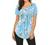 Women's Floral Printed Short Sleeve Henley V Neck T-Shirt Pleated Casual Flowy Tunic Blouse Tops