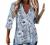 Womens 2022 Fashion Spring Tops Floral Printed Short Sleeve Button Down Shirts Casual V-Neck Pockets Blouses Tunic Top