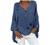 Women Plus Size Linen Shirts Roll Sleeve Notch V-Neck T Shirts Plain Floral Print Loose High-Low Hem Tunic Tops Blouse