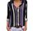 Astylish Womens V Neck Striped Roll up Sleeve Button Down Blouses Top