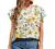 Womens Summer Ruffle Short Sleeve Chiffon Tops Loose Casual Floral Print Scoop Neck T-Shirts Tunic Ladies Work Blouses