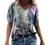 T Shirts for Women V-Neck Aesthetic Marble Pattern Short Sleeve Summer Tops Retro Boho Print Graphic Tees Loose Blouse