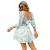 EXLURA Womens Lantern Sleeve Tie Back Dress Ruffled Off Shoulder A-Line Vintage Mini Dress