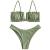 ZAFUL Womens 2 Pieces Bandeau Bikini Set Ruffle Lace up Padded Swimsuits