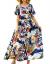 YESNO Women Casual Loose Bohemian Floral Dress with Pockets Short Sleeve Long Maxi Summer Beach Swing Dress EJF