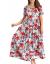 YESNO Women Casual Loose Bohemian Floral Dress with Pockets Short Sleeve Long Maxi Summer Beach Swing Dress EJF