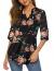 Halife Women's Roll Up 3/4 Sleeve Floral Print V Neck Tunic Blouses Tops Shirts