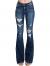 DAY VILLAGE Women's Distressd Mid Rise Stretch Flare Bottom Jeans