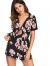 SweatyRocks Women's Sexy V Neck Self Tie Front Short Romper Jumpsuit Playsuit