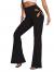 WDIRARA Women's Cut Out Wide Leg Flare Pants High Waist Stretch Self Tie Solid Long Pants