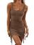 Wenrine Women Bodycon Mini Dress Sleeveless Drawstring Ruched Basic Party Club Tank Dress