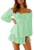 Fixmatti Women Boho Romper Off Shoulder Ruffle Chiffon Shorts Jumpsuit Playsuits