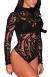 JomeDesign Women Black Sheer Mesh Long Sleeve Jumpsuit Bodysuits