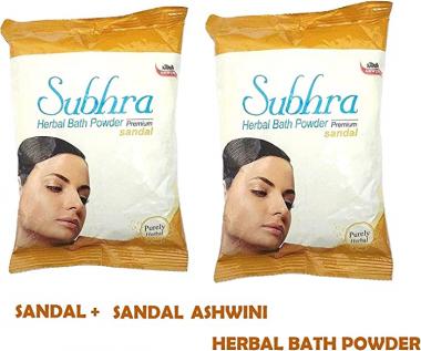 Metrol Aswini Subhra Herbal Bath Powder Sandal 200gm Pack of 2