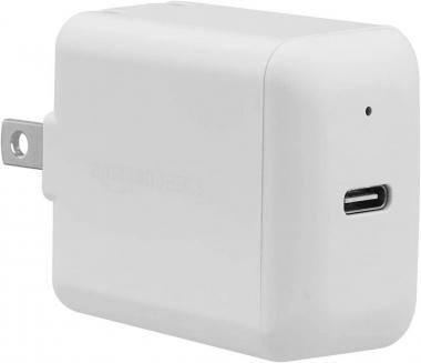 Amazon Basics 18W One-Port USB-C Wall Charger for Tablets and Phones with Power Delivery - White