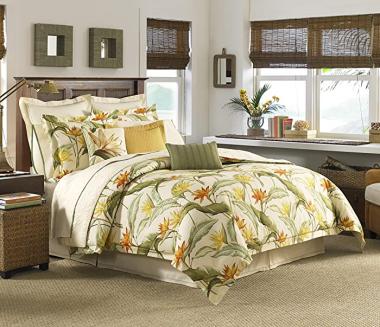 Tommy Bahama Home Birds of Paradise Collection Comforter Set-100% Cotton, Reversible, All Season Bedding, Queen, Off- White