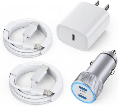 iPhone Car Charger, Dual USB C Fast Car Charger[Apple MFi Certified]40W Type C Apple Car Charger + 2pack 3.3ft Lightning Cable + 20W PD iPhone Charger Fast Charging for iPhone 13/12 Pro Max/11/8/iPad