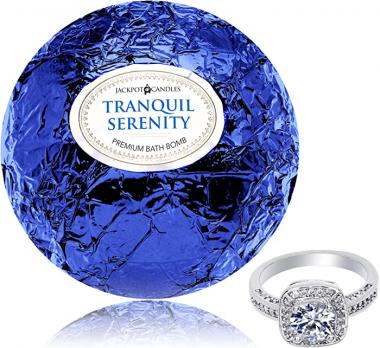 Bath Bomb with Surprise Size Ring Inside Tranquil Serenity Extra Large 10 oz. Made in USA