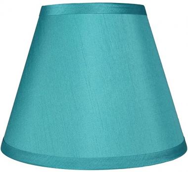 Urbanest Coolie Hardback Lampshade, Faux Silk, Top Diameter 5", Bottom Diameter 9", Slant Height 7", Teal, Spider Washer Fitter