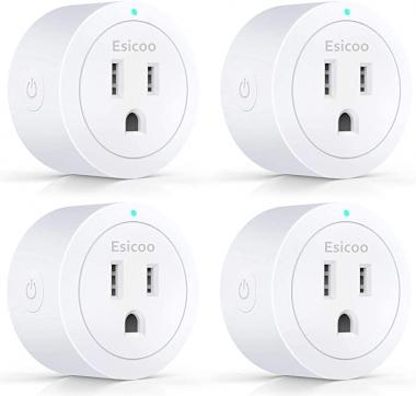 Esicoo Smart Plug ESICOO - Plug A Certified Compatible with Alexa, Echo & Google Home - Only WiFi 2.4G (4-PACK)