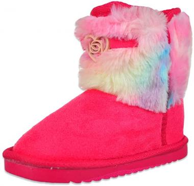 bebe Girls Cute And Fluffy Rainbow Faux Fur Chatz Warm Winter Snow Boots for Toddler Girls