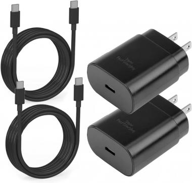 2 Pack 25W USB C Wall Charger,Super Fast Charger Block and 5FT USB-C Charger Cable Fast Charging for Samsung Galaxy S22/S22 Ultra/S22+/S21/S21Ultra/S21+/S20/S20Ultra/Note20/Note 20Ultra/Note10+