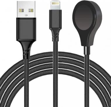 iPhone Charger Cable, BAVNCO Portable 2in1 MFI Certified USB Lightning Fast Charging Data Cord Smart Watch Magnetic Charger for Apple Watch Series SE/7/6/5/4/3/2/1 & iPhone 13/12/11 Pro Max/XS/X More