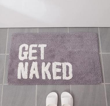 Get Naked Bath Mat Cute Bathroom Rugs Non Slip Absorbent Bath Rugs Funny Bathroom Rugs with Rug Pad Funny Bathroom Decor Gray Bath Mat for Tub and Shower,Machine Washable,20”x32”