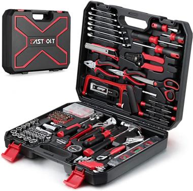 218-Piece Household Tool kit,Auto Repair Tool Set, EASTVOLT Tool kits for Homeowner, General Household Hand Tool Set with Hammer, Plier, Screwdriver Set, Socket Kit, with Carrying Tool Box, EVHT21801