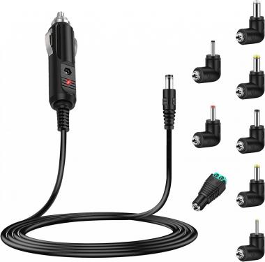 MEROM 12V 4A Car Charger, DC 5.5x2.1mm to Cigarette Lighter with 8 Connectors for Portable DVD Player, Car DVR, GPS, Bluetooth Speakers, Breast Pump, Car Refrigerator, Air Compressor, Heating Cup