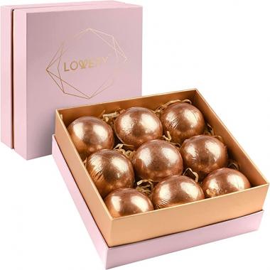 24K Rose Gold Bath Bombs Set - Deluxe Marble Bath Bomb Gift Set with 9 Luxury Bath Bombs for Women and Men, Perfect for Bubble & Spa Bath, Natural Scents with Vanilla Coconut, Lavender, Jasmine & More