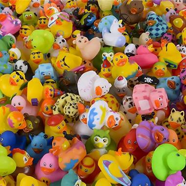 The Dreidel Company Assortment Rubber Duck Toy Duckies for Kids, Bath Birthday Gifts Baby Showers Classroom Incentives, Summer Beach and Pool Activity, 2" (10-Pack)