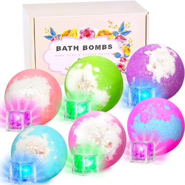 Light Up Bath Bombs with Surprise Inside,Natural Bath Bombs Gift Set 6 with Essential Oils,Magnesium Bath Bombs for Women Relaxing Spa Bath Skin Moisturize Gifts for Women